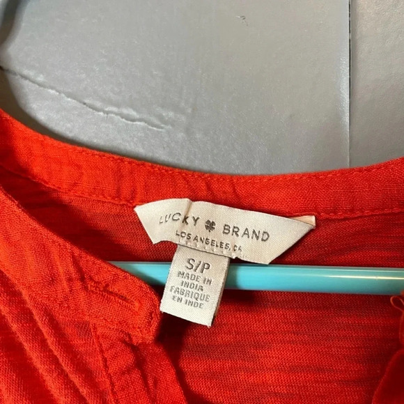 Lucky Brand Women's Half button down short sleeve top orange Size small - Picture 3 of 5